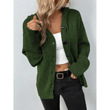 Entspannte Strickjacke mit Knopf für Komfort – Grün