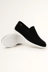 Ernstjan Loafers weiße Sohle Wildleder – Schwarz