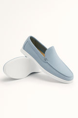 Ernstjan Loafers weiße Sohle Wildleder – Himmelblau