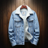 Essentials jeansjacke - herren-winterjacke mit fleece futter – Hellblau