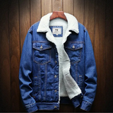 Essentials jeansjacke - herren-winterjacke mit fleece futter – Dunkelblau
