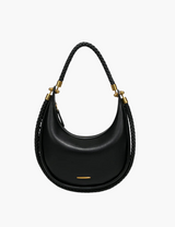Tasche mit geflochtenem Halbmondgriff – Schwarz