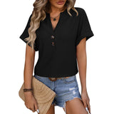 Keraze | Damen Elegant Stilvoll Oberteil | Kurzarm – Schwarz