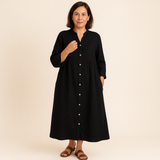 Franka | Lässiges Midi-kleid – Schwarz