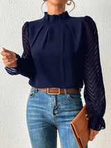 Evelyn | Zeitloses Langarm Top – Marineblau