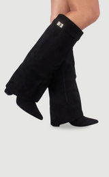 Damen Boots | Feiner Designakzent für den täglichen Gebrauch – Schwarzes Wildleder