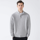 Lukas | Klassischer Strickpullover mit Half-Zip – Grau