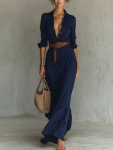 Amira™ - Elegante Wickelkleid – Blau