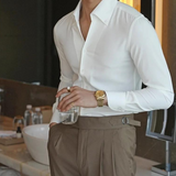 Sebastian Slim-Fit Hemd mit Stehkragen – Weiß
