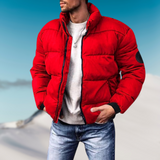 Herren-Pufferjacke mit glatter oberfläche | klare linienführung – Rot
