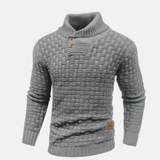 Pullover Herren Strick Mit Knopfkragen | Struktur Design – Grau