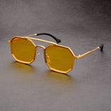 Stilvolle Geometrische Sonnenbrille für Herren | Klassisches Design – Goldfarben