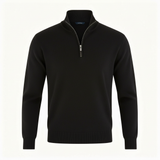 Herren Pullover | V-Ausschnitt mit Reißverschlussdetail – Schwarz