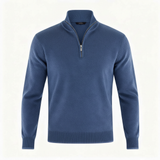 Herren Pullover | V-Ausschnitt mit Reißverschlussdetail – Blau