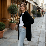 Damen Strickjacke | Offene Front mit gleichmäßiger Kantenführung – Schwarz