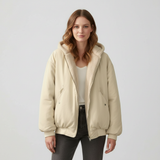 Damen Jacke | oversized Aufbau mit gesteppter Konturführung – Weiß