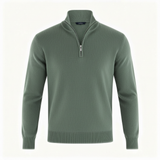Herren Pullover | V-Ausschnitt mit Reißverschlussdetail – Grün