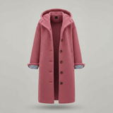 Damen Mantel | lange Form mit Kapuze und klarer Linienführung – Rosa