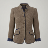 Damen Jacke | kastig geschnittene Jacke mit Mehrknopfverschluss – Braun