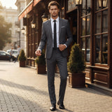 Herren Anzug | Zweiteilige Kombination mit Sakko und Bundhose – Grau
