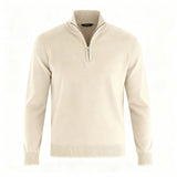 Herren Pullover | V-Ausschnitt mit Reißverschlussdetail – Helles Braun