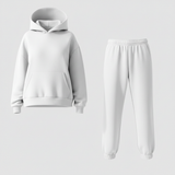 Damen Set | Oberteil mit Rundhals und passende Hose – Weiß