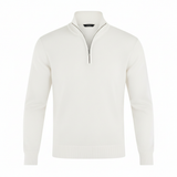 Herren Pullover | V-Ausschnitt mit Reißverschlussdetail – Weiß