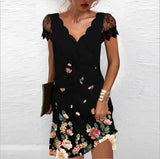 Kristine - Elegantes Midi-Kleid mit V-Ausschnitt – Blumen