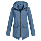 Damen Kapuze Regenjacke | Wasserdichte – Blau