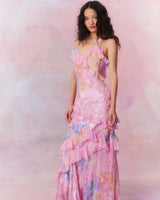 Levitia –  Traumhaftes gerafftes Maxikleid – Rosa