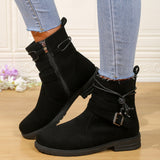 Zahara – trendige damenstiefel mit schnalle – Schwarz