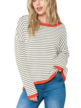 Milanie - Gestreifter Pullover – Grau