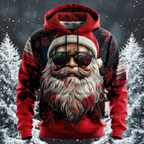 Festlicher Kapuzenpullover mit Verspielt-Design – Rot-Schwarz