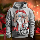 Festlicher Kapuzenpullover mit Verspielt-Design – Grau-Rot