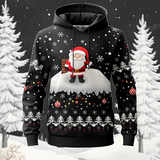 Festlicher Kapuzenpullover mit Verspielt-Design – Schwarz-Weiß