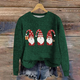 Festlicher Weihnachtspullover mit Weihnachtsmann-Design – Grün-a