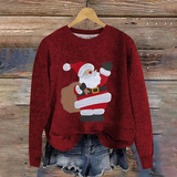 Festlicher Weihnachtspullover mit Weihnachtsmann-Design – Rot