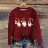 Festlicher Weihnachtspullover mit Weihnachtsmann-Design – Rot-a