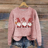 Festlicher Weihnachtspullover mit Weihnachtsmann-Design – Rosa-a