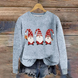 Festlicher Weihnachtspullover mit Weihnachtsmann-Design – Blau