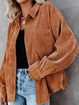 Filena - Kordjacke mit Knöpfen – Orange
