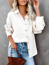 Filena - Kordjacke mit Knöpfen – Weiß