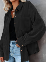 Filena - Kordjacke mit Knöpfen – Schwarz