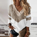 Pullover Damen V-Ausschnitt Strick | Leicht & Stilvoll – Leoparden