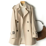 Klassischer Doppelreihiger Trenchcoat für Damen | Lässig – Khaki