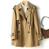 Klassischer Doppelreihiger Trenchcoat für Damen | Lässig – Braun