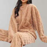 Fleece pyjamaset - Flauschig – Braun