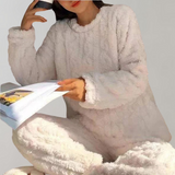 Fleece pyjamaset - Flauschig – Weiß
