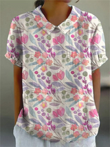 Damen Vintage Bluse mit Blumenmuster – Lässig & Elegant – Weiß 6
