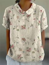 Damen Vintage Bluse mit Blumenmuster – Lässig & Elegant – Weiß 5